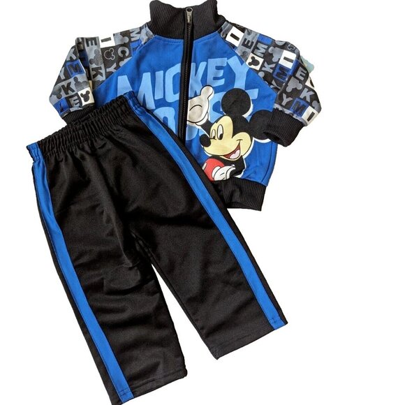 Disney Mickey Mouse 2-PC Outfit Blue Raglan Jacket & Pant Sweatshirt 12 … - Picture 2 of 8